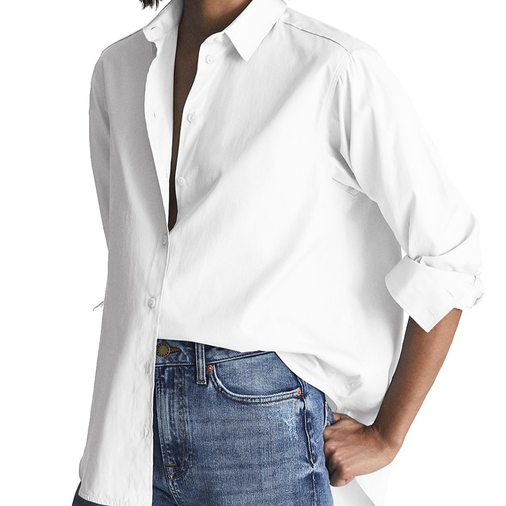 Reiss Jenny Cotton White Button-Up Shirt